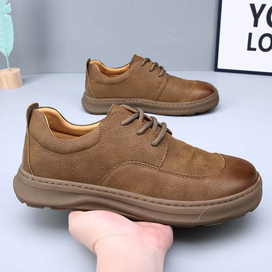 Tan Matte Leather Oxfords - Outdoor All Day Comfort Casual Dress Shoes