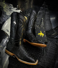 Vintage Totem Crocodile Leather Knight Boots