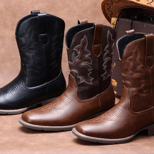 Men's Western Boots With Embroidered