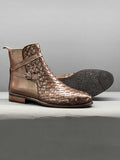 Men Woven Jodhpur's Leather Boots