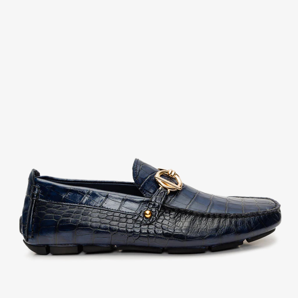 The Pisa Black Leather Bit Drive Loafer Men Shoe
