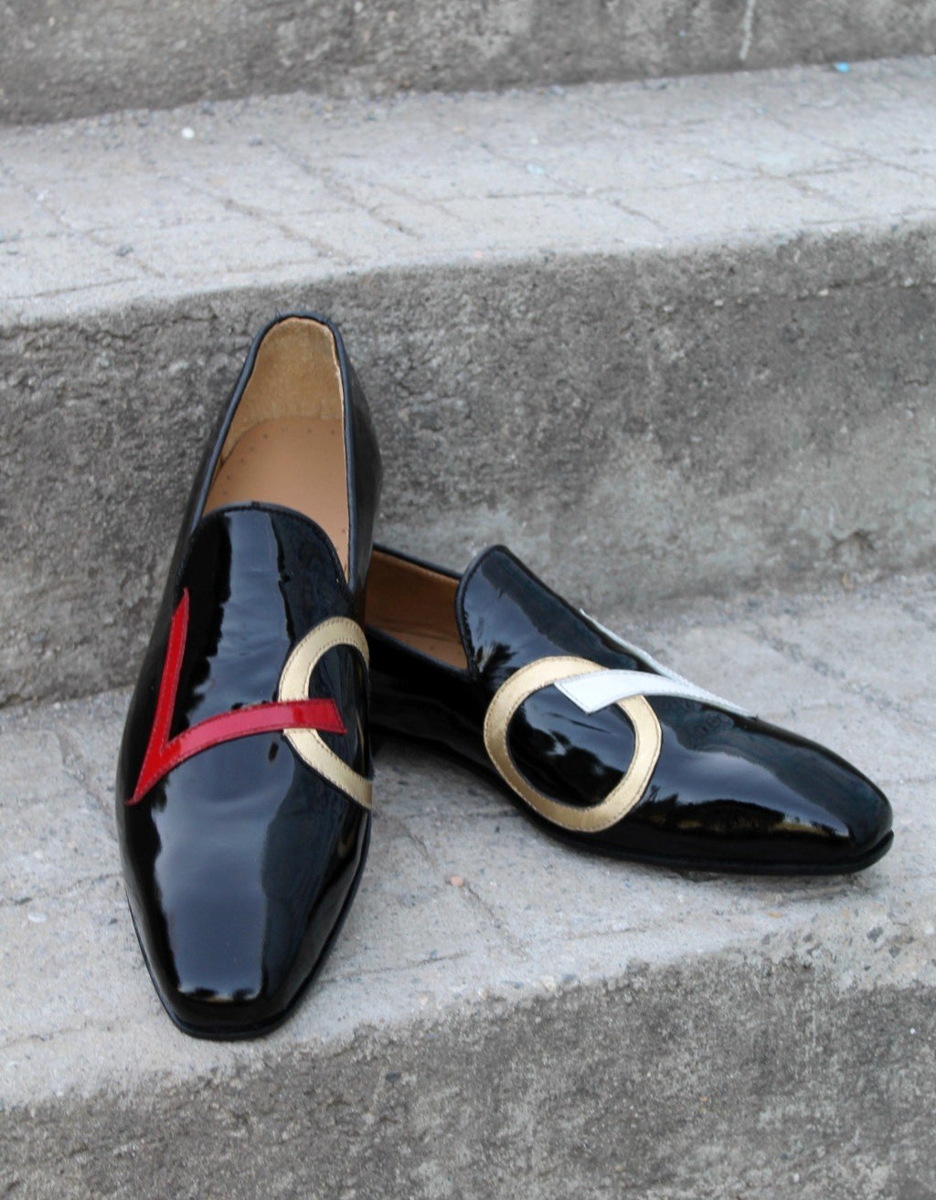 Crafted Leather Black Patent Leather Loafers