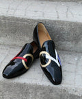 Crafted Leather Black Patent Leather Loafers