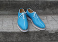 Unique and Classic Blue Leather Lace up Dress Shoes