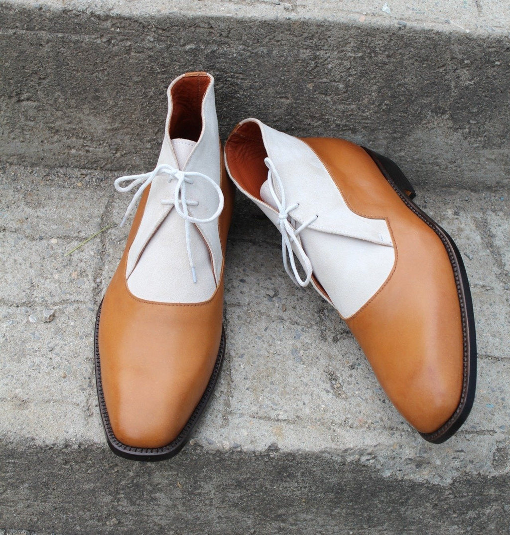 Brown White Leather Chukka Boot
