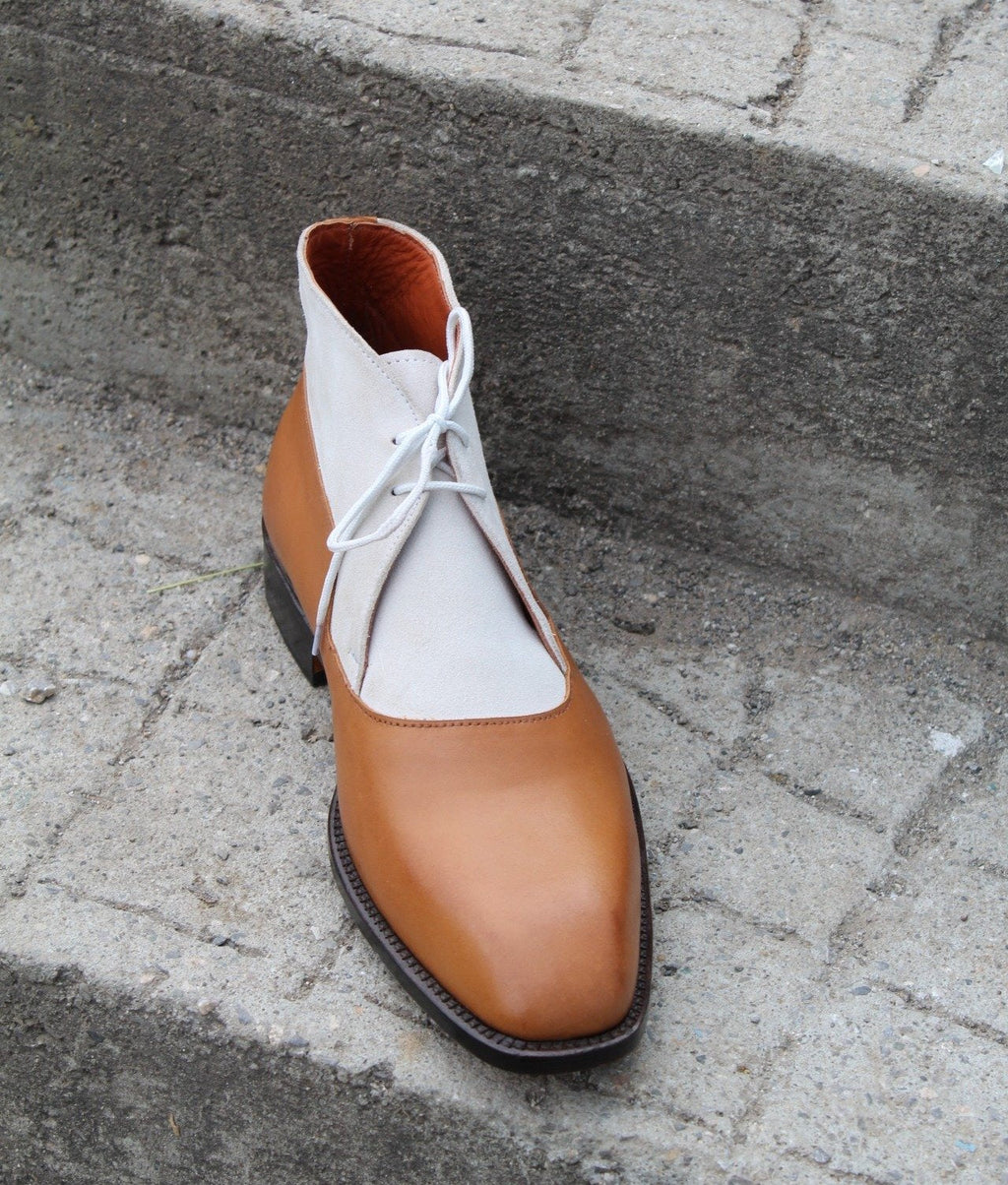 Brown White Leather Chukka Boot