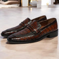 Handcrafted Crocodile Pattern Leather Loafers
