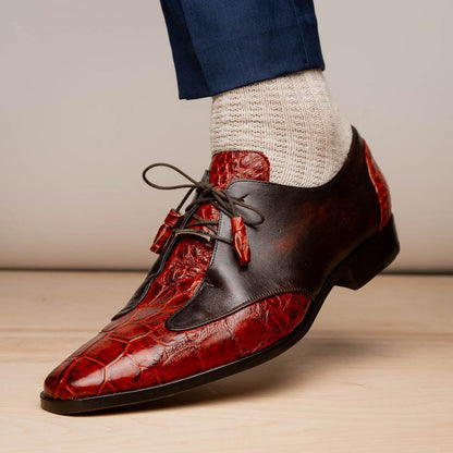 Cognac Alligator & Calfskin Dress Shoes