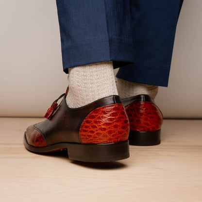 Cognac Alligator & Calfskin Dress Shoes