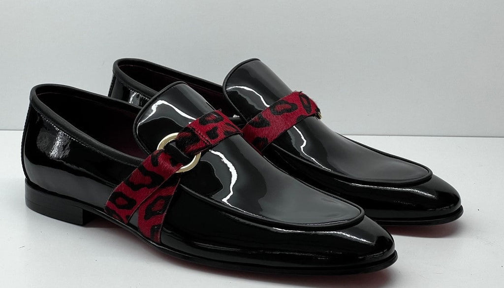 Patent Leather Loafer with Leopard Print Strap
