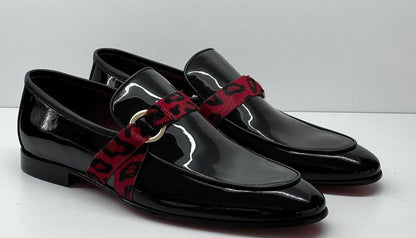 Patent Leather Loafer with Leopard Print Strap