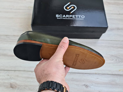 Green Men's Genuine Leather Loafers
