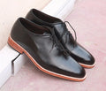 Handmade Black Whole Cut Leather Shoes