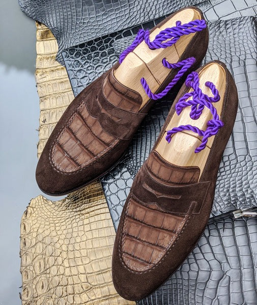 Brown Suede & Brown Nubuck Alligator