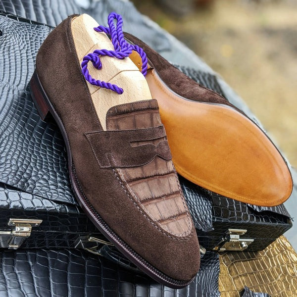 Brown Suede & Brown Nubuck Alligator
