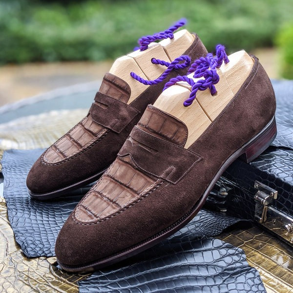 Brown Suede & Brown Nubuck Alligator