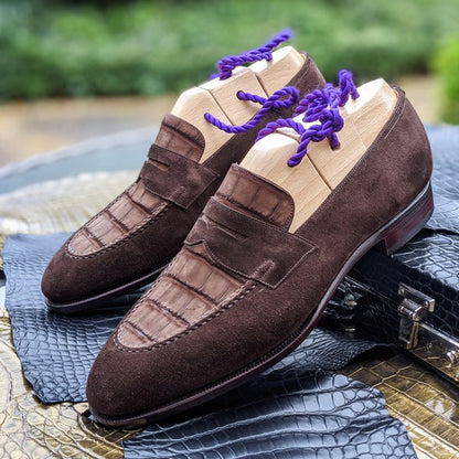 Brown Suede & Brown Nubuck Alligator