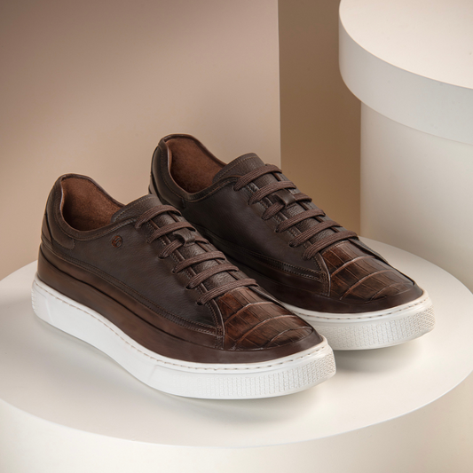 Men's Crocodile Print Derby Sneakers