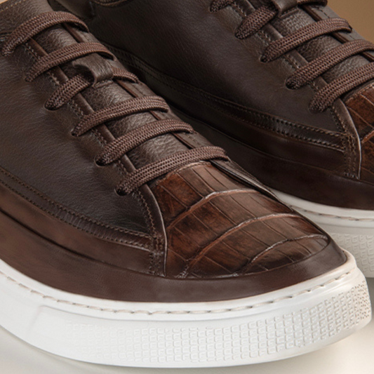 Men's Crocodile Print Derby Sneakers