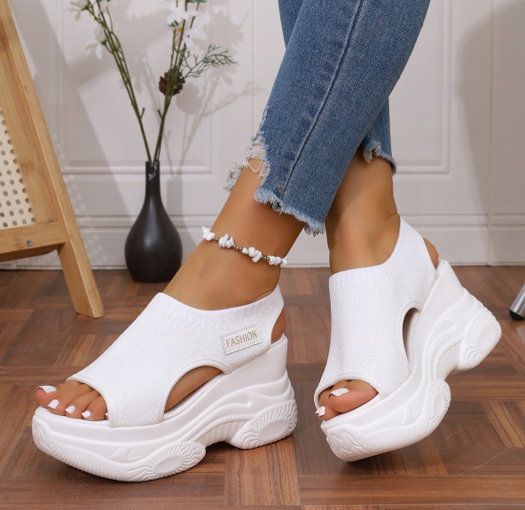 Hot Summer New Fish-mouth Shoes Fairy Wind Platform Bottom High Heeled Flying Wedge Thick Sole Sports Sandals For Women