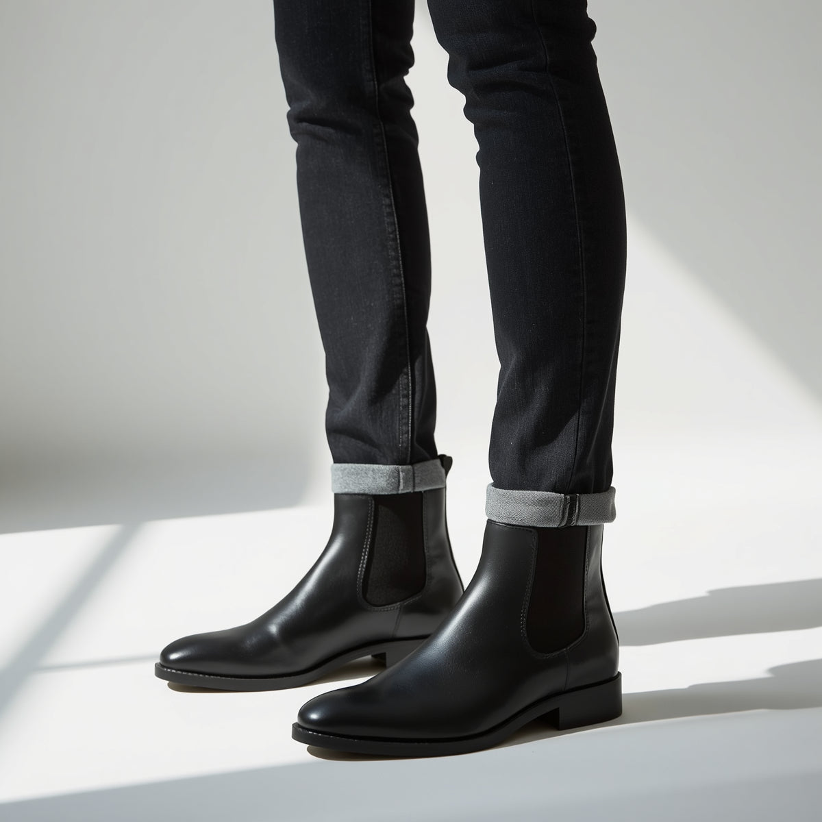 Classic Men Black Leather Chelsea Formal Ankle Boots