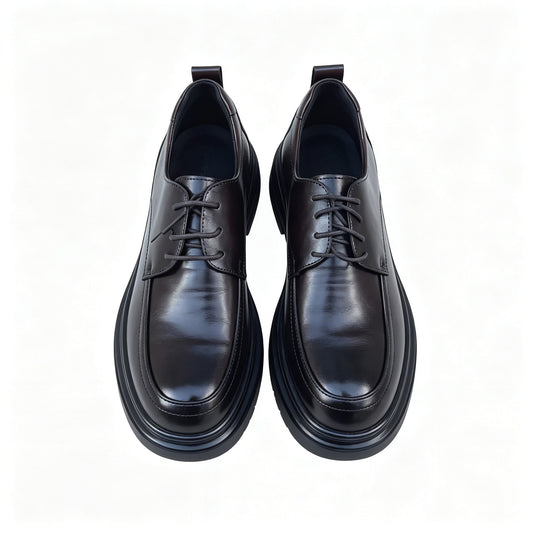 Men's Dark Leather Platform Derby Flats