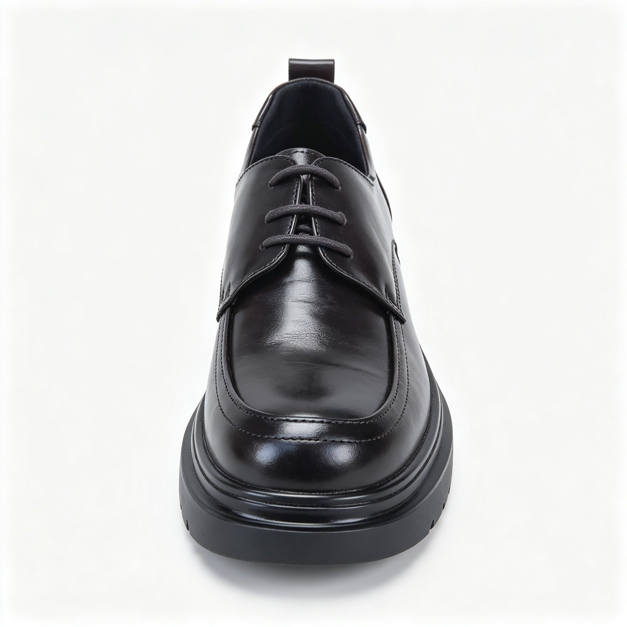 Men's Dark Leather Platform Derby Flats
