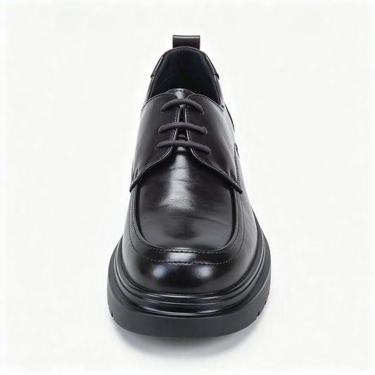 Men's Dark Leather Platform Derby Flats