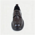 Men's Dark Leather Platform Derby Flats
