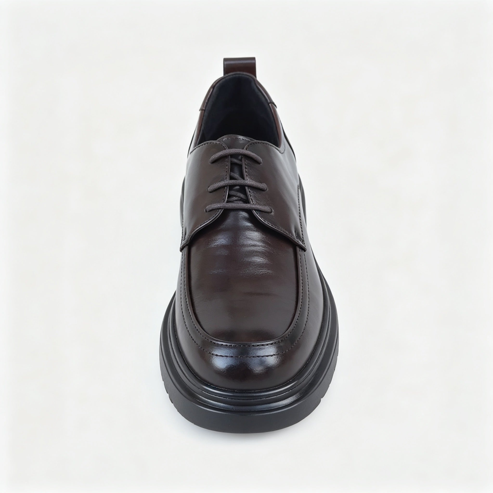 Men's Dark Leather Platform Derby Flats