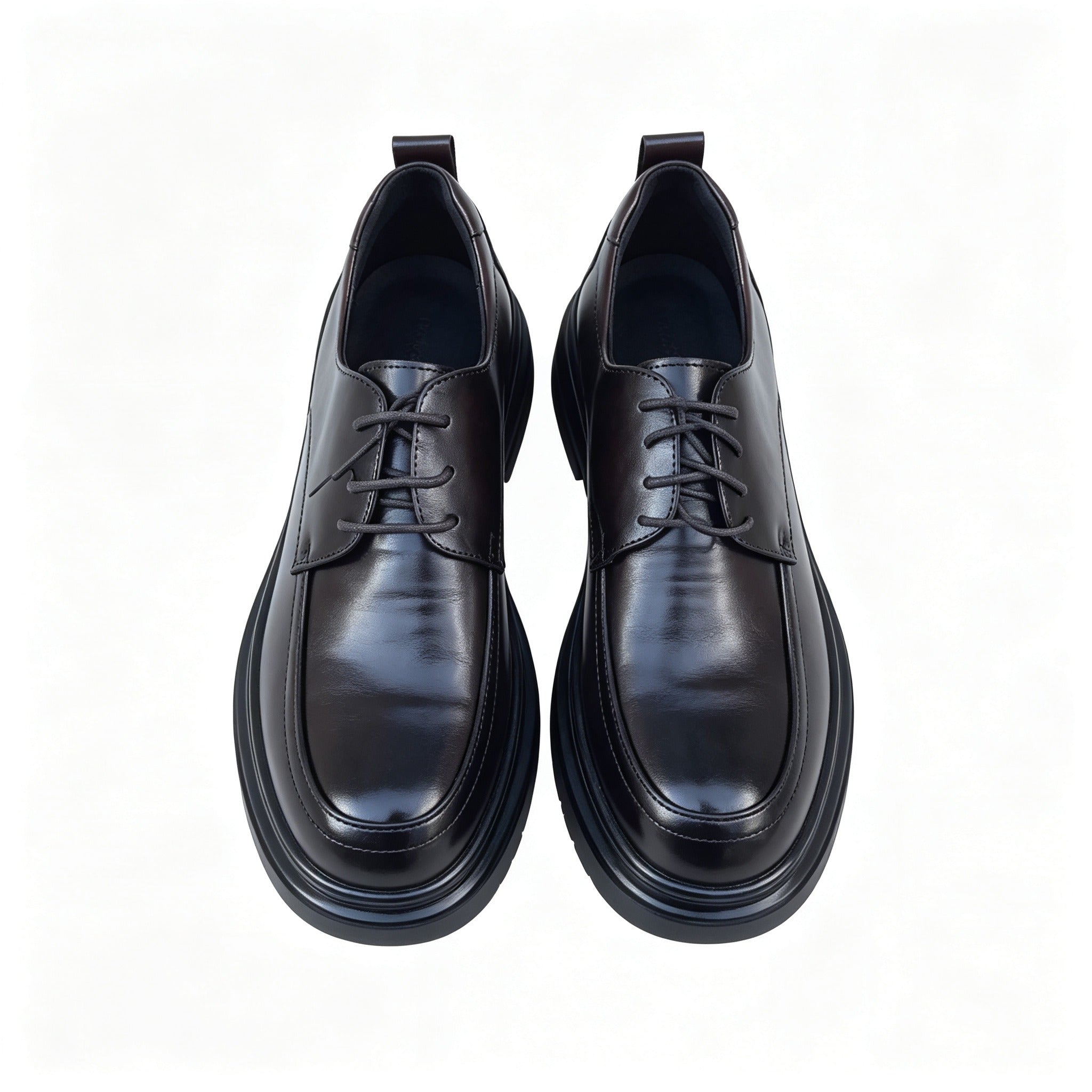 Men's Dark Leather Platform Derby Flats