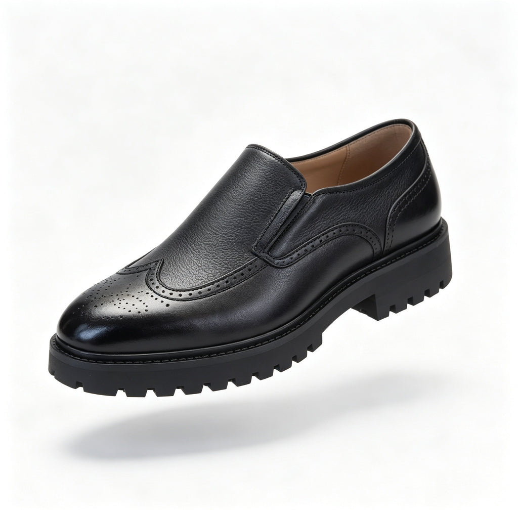 Italian Made Men Wingtip Brogue Leather Loafers