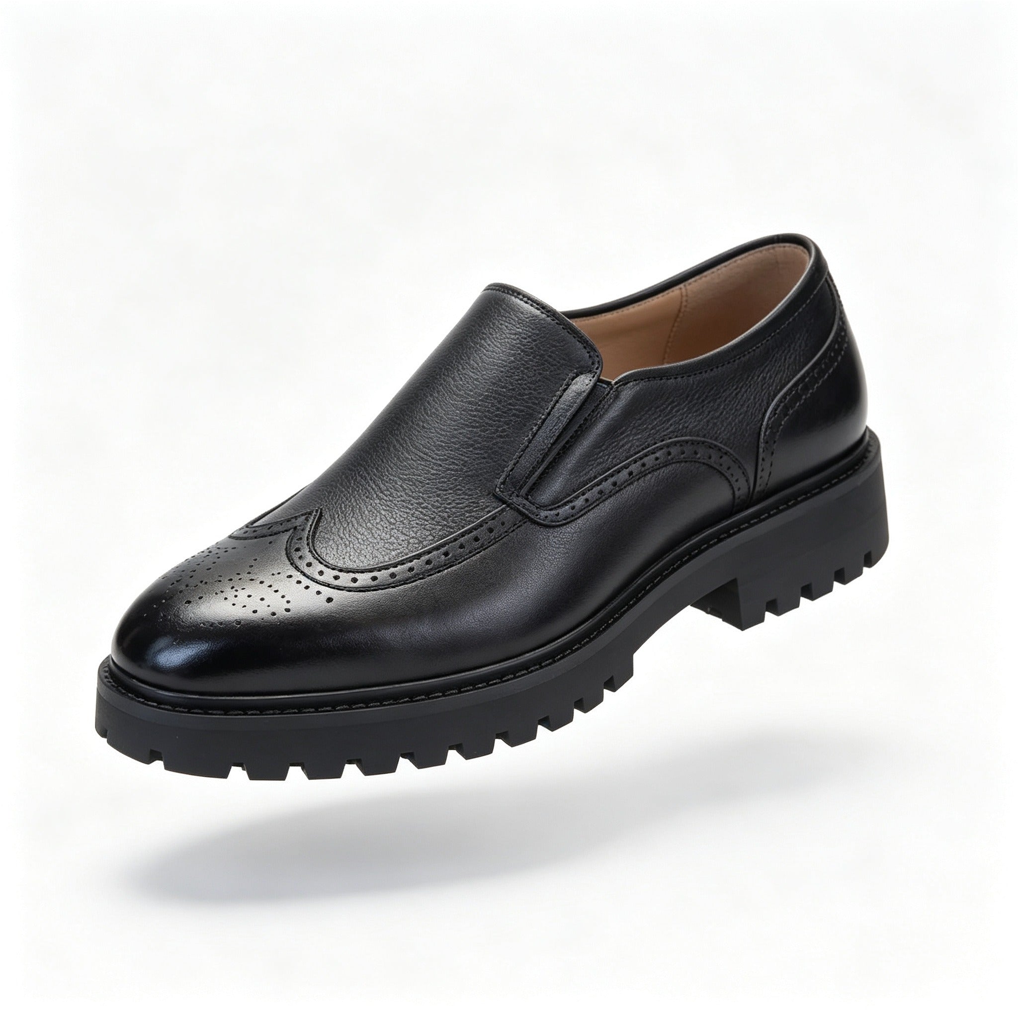 Italian Made Men Wingtip Brogue Leather Loafers