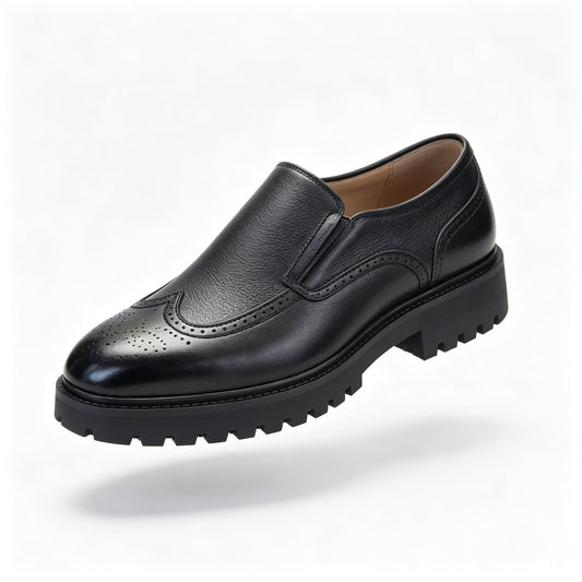 Italian Made Men Wingtip Brogue Leather Loafers