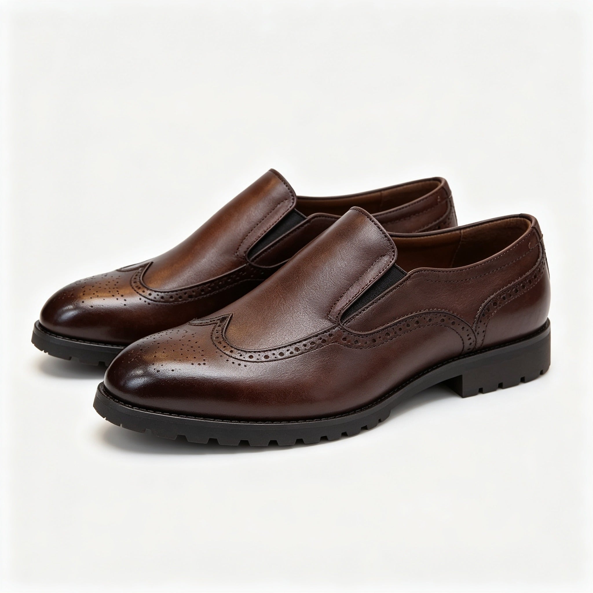 Italian Made Men Wingtip Brogue Leather Loafers