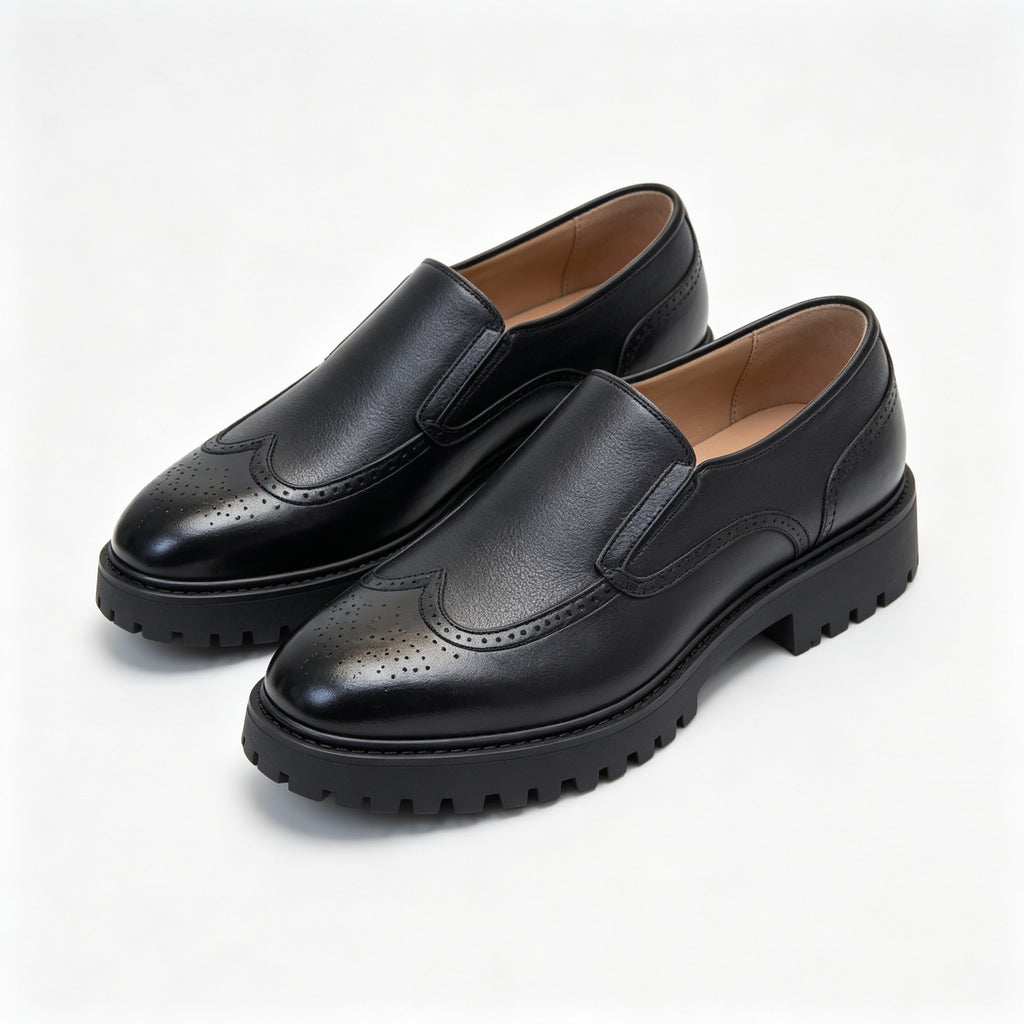 Italian Made Men Wingtip Brogue Leather Loafers