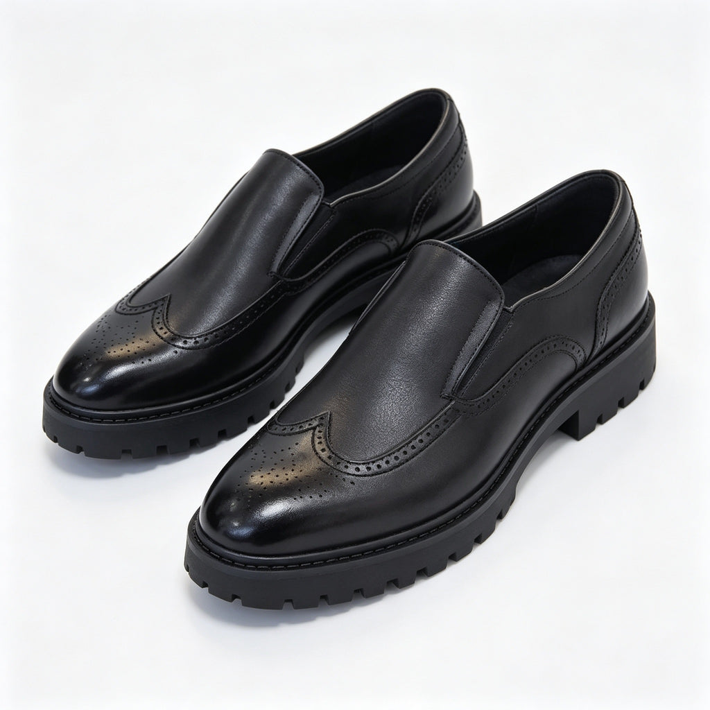 Italian Made Men Wingtip Brogue Leather Loafers