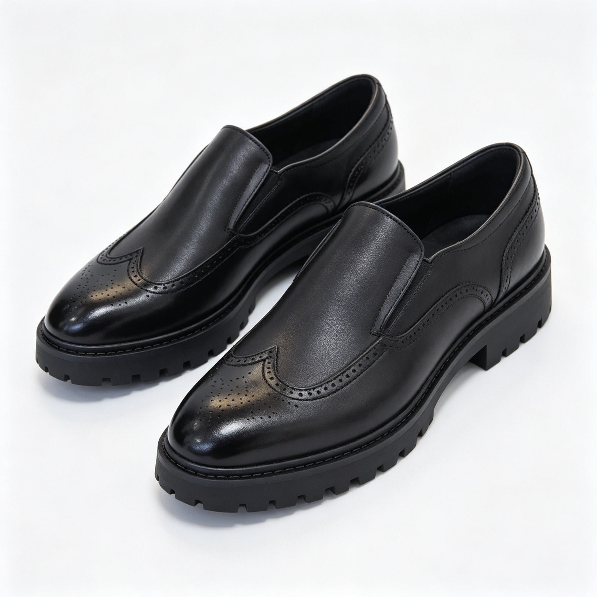 Italian Made Men Wingtip Brogue Leather Loafers