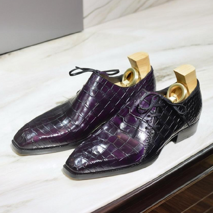 Formal Crocodile Side Lace Oxfords