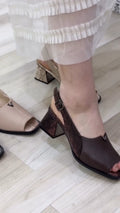 Snake Print & Leather Slingback Sandals, Peep Toe Chunky Heel Shoes, Casual Summer Block Heels, Two-Tone Footwear