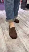 Men's Brown Suede Backless Loafers With Buckle-Casual Loafers For Everyday Life