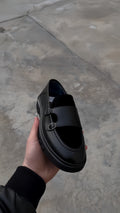 Navy Suede & Leather Buckle Strap Loafers