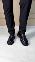 Glossy Black Chunky Platform Derby Dress Shoes
