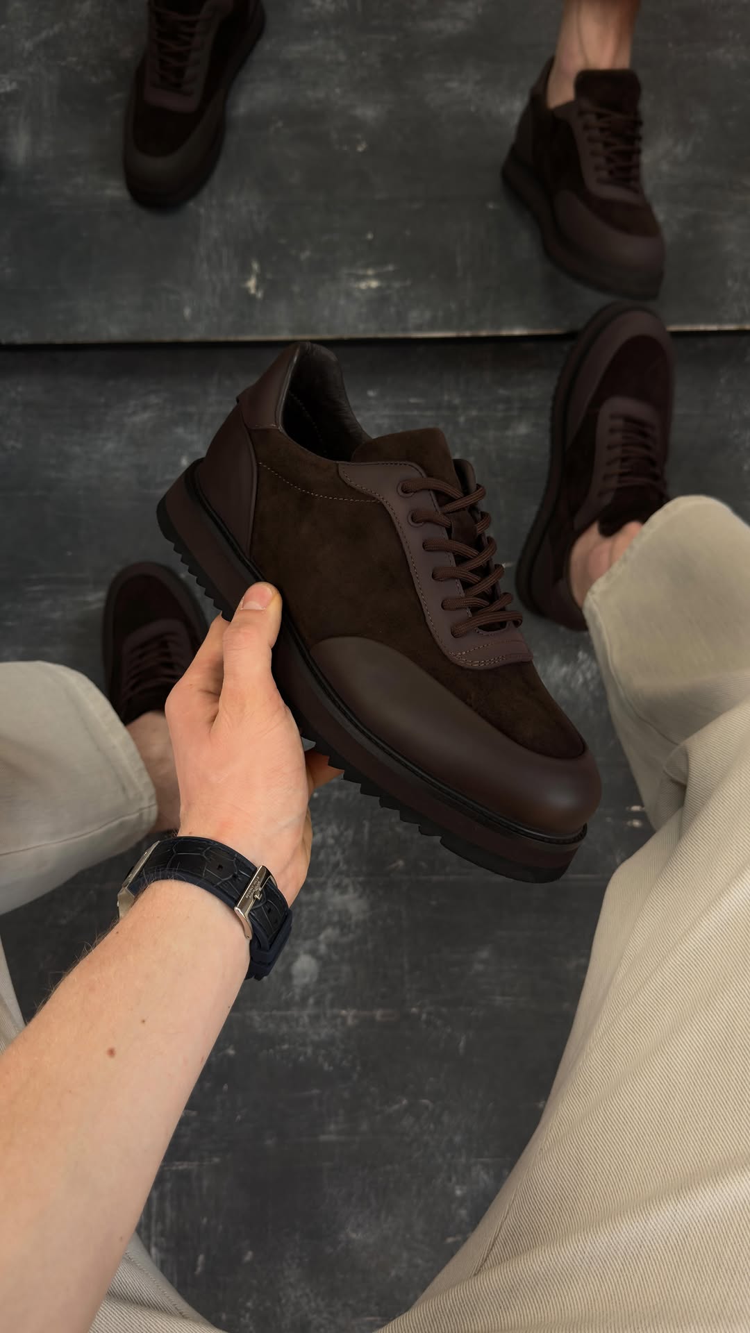 Men's Brown Suede Leather Casual Sneakers - Non-slip Platform Shoes For Everyday Wear