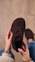 Women Brown Suede Vintage Low Sneakers-Simple Casual Sneakers