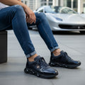 Men's Patent Leather Casual Sneakers Wave Sole Comfort Walking Shoes
