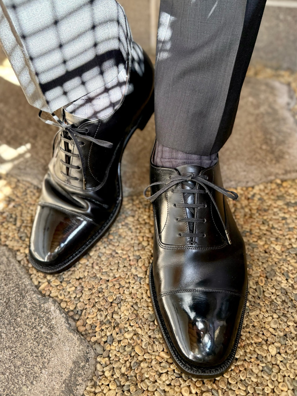 Men's Polished Leather Cap-Toe Oxford Shoes Formal Business Dress Shoes