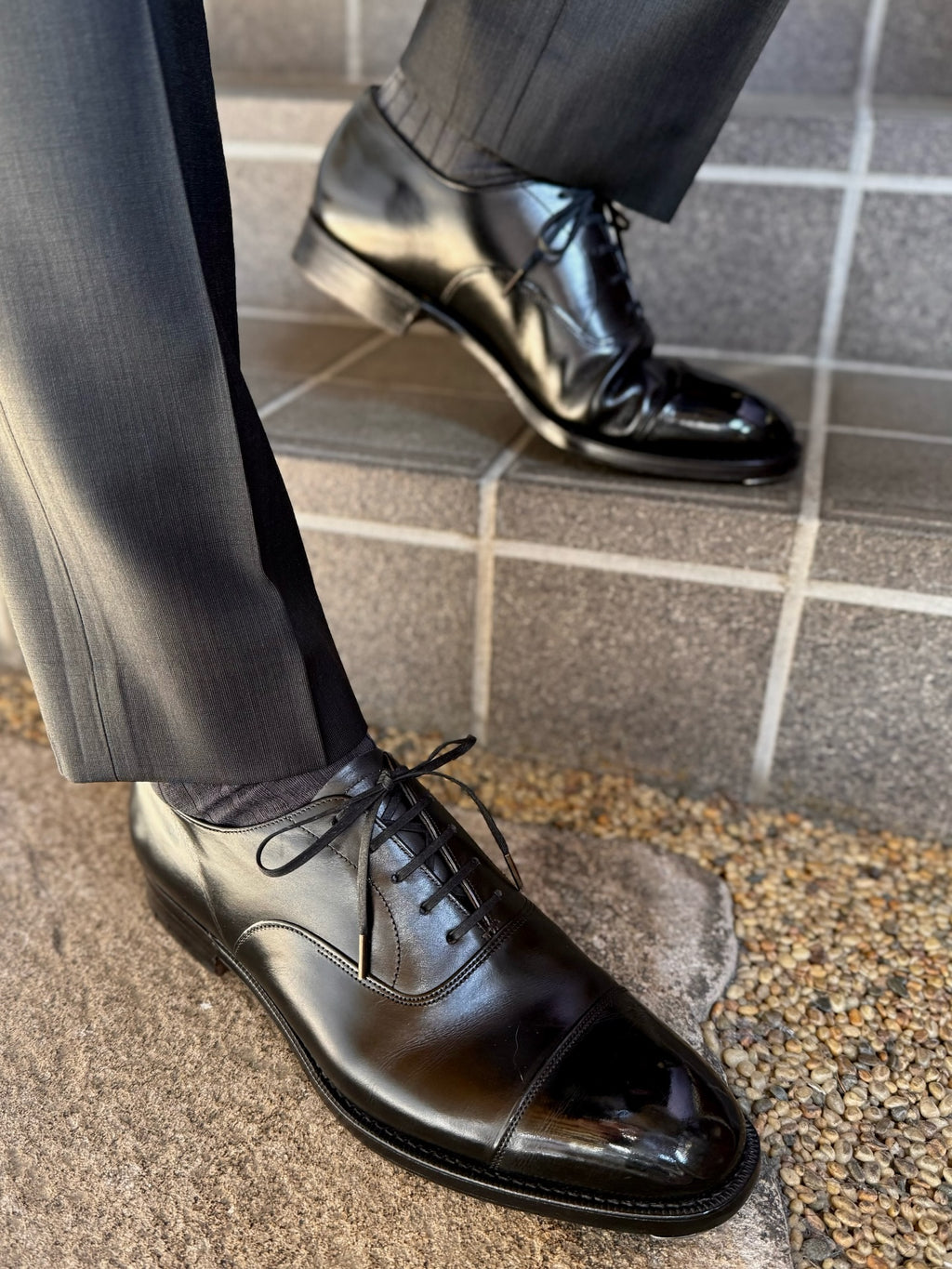 Men's Polished Leather Cap-Toe Oxford Shoes Formal Business Dress Shoes