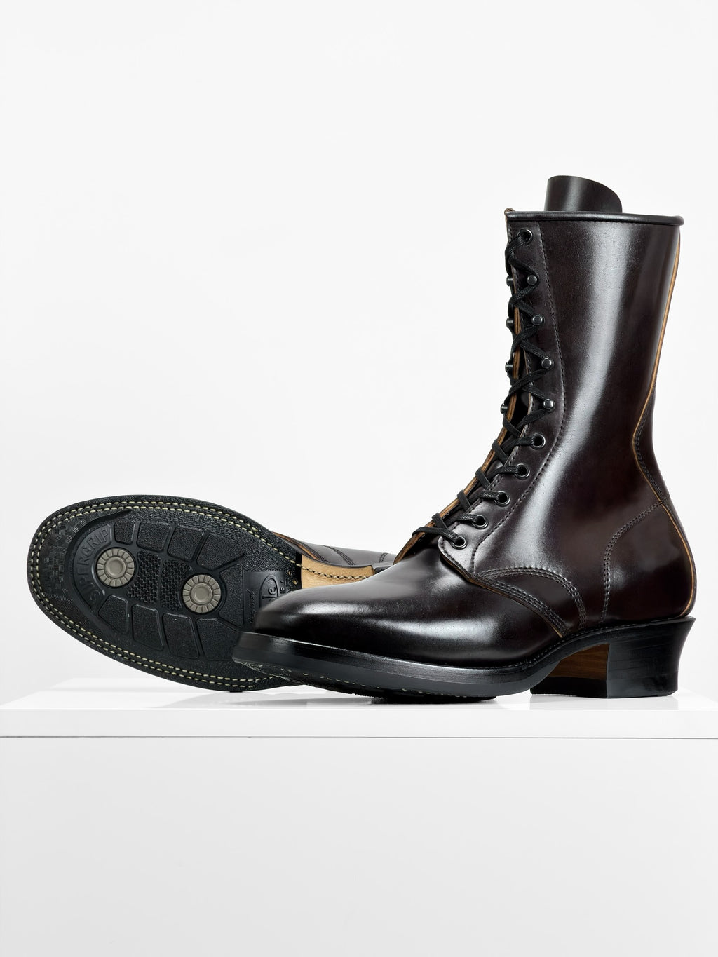 Dark Brown Lace-Up Combat Boots