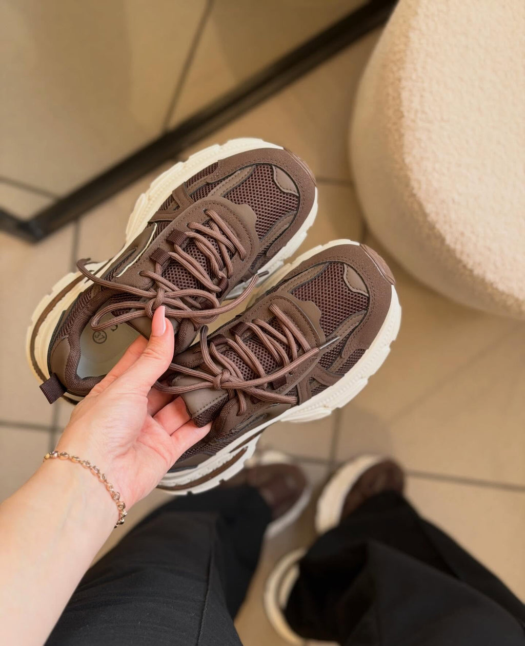 Chunky Brown Platform Retro Casual Running Sneakers